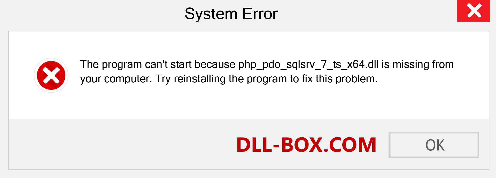  php_pdo_sqlsrv_7_ts_x64.dll file is missing?. Download for Windows 7, 8, 10 - Fix  php_pdo_sqlsrv_7_ts_x64 dll Missing Error on Windows, photos, images