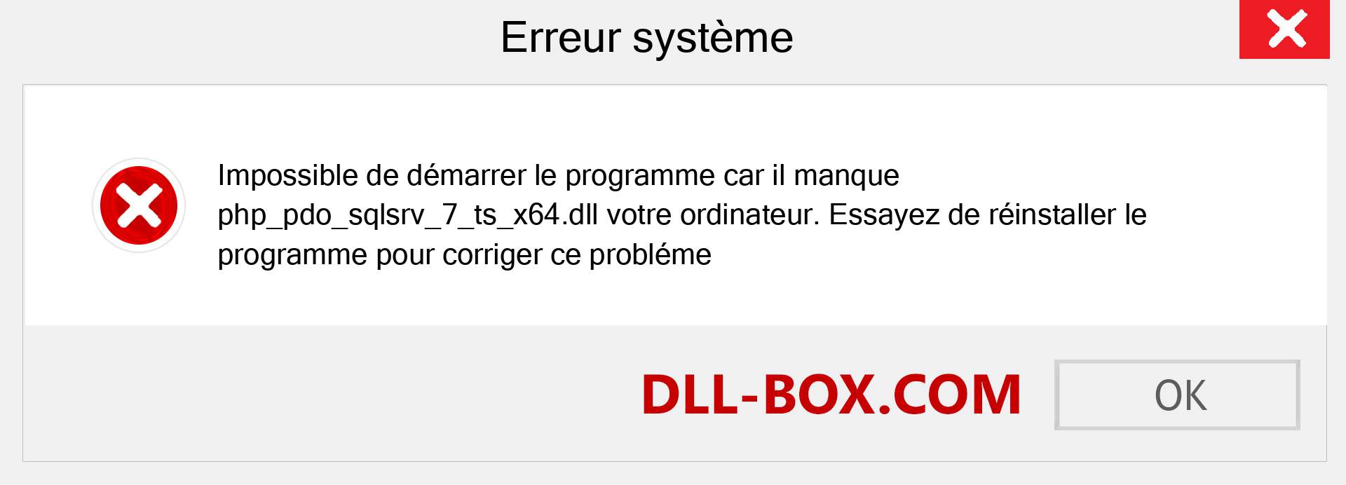 Le fichier php_pdo_sqlsrv_7_ts_x64.dll est manquant ?. Télécharger pour Windows 7, 8, 10 - Correction de l'erreur manquante php_pdo_sqlsrv_7_ts_x64 dll sur Windows, photos, images